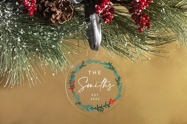 Our first Christmas Engaged ornament  Acrylic Ornament – Blush and Lumber
