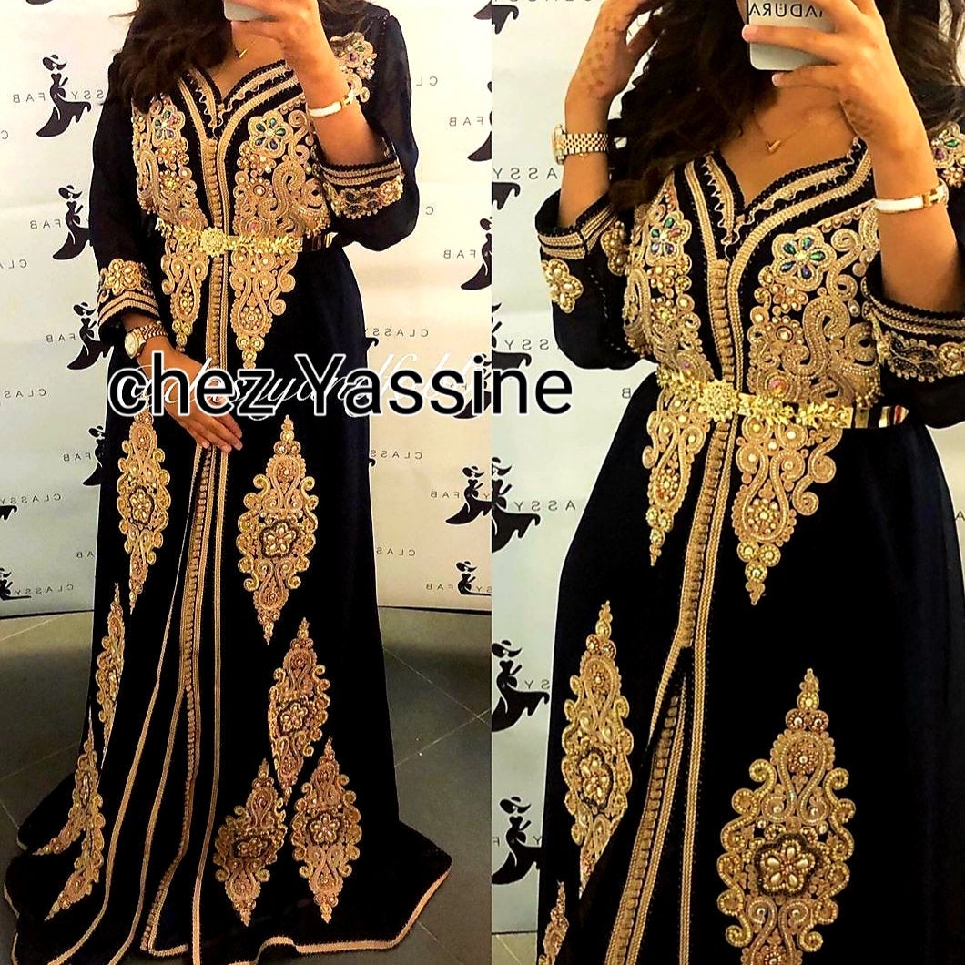 black and gold kaftan dress