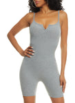 Womens Ribbed Solid Notch Neck Cami Romper, ,