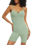 Womens Ribbed Solid Notch Neck Cami Romper, ,