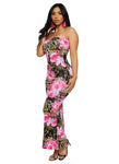 Strapless Animal Floral Print Sleeveless Bodycon Dress/Maxi Dress
