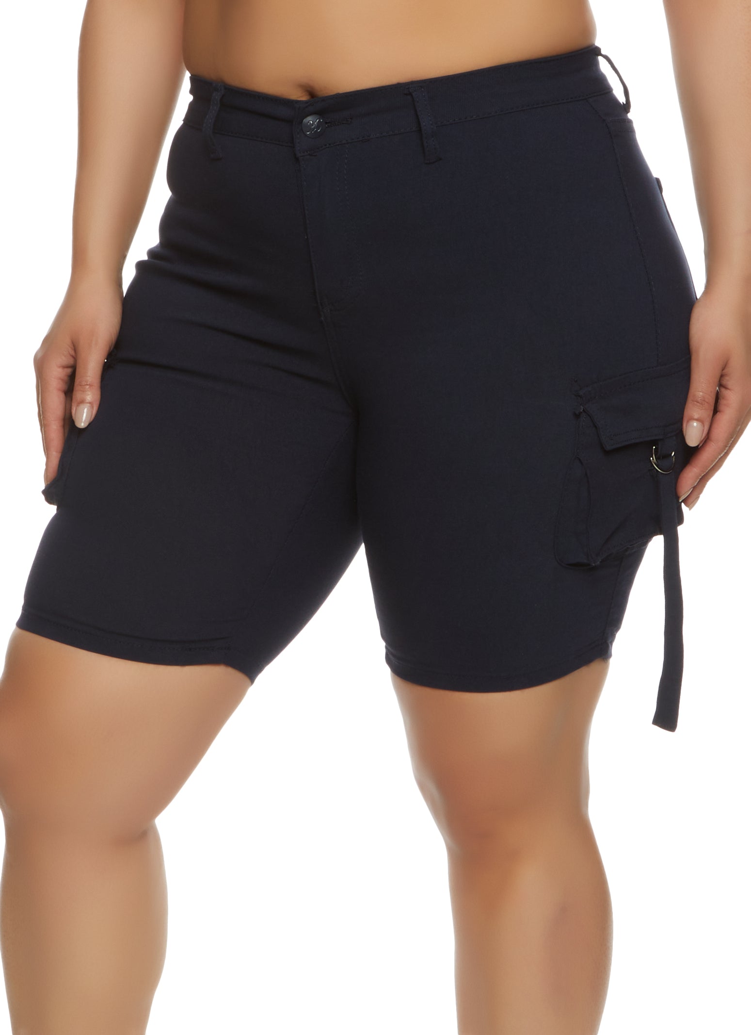 Womens Plus Cargo Pocket Bermuda Shorts,