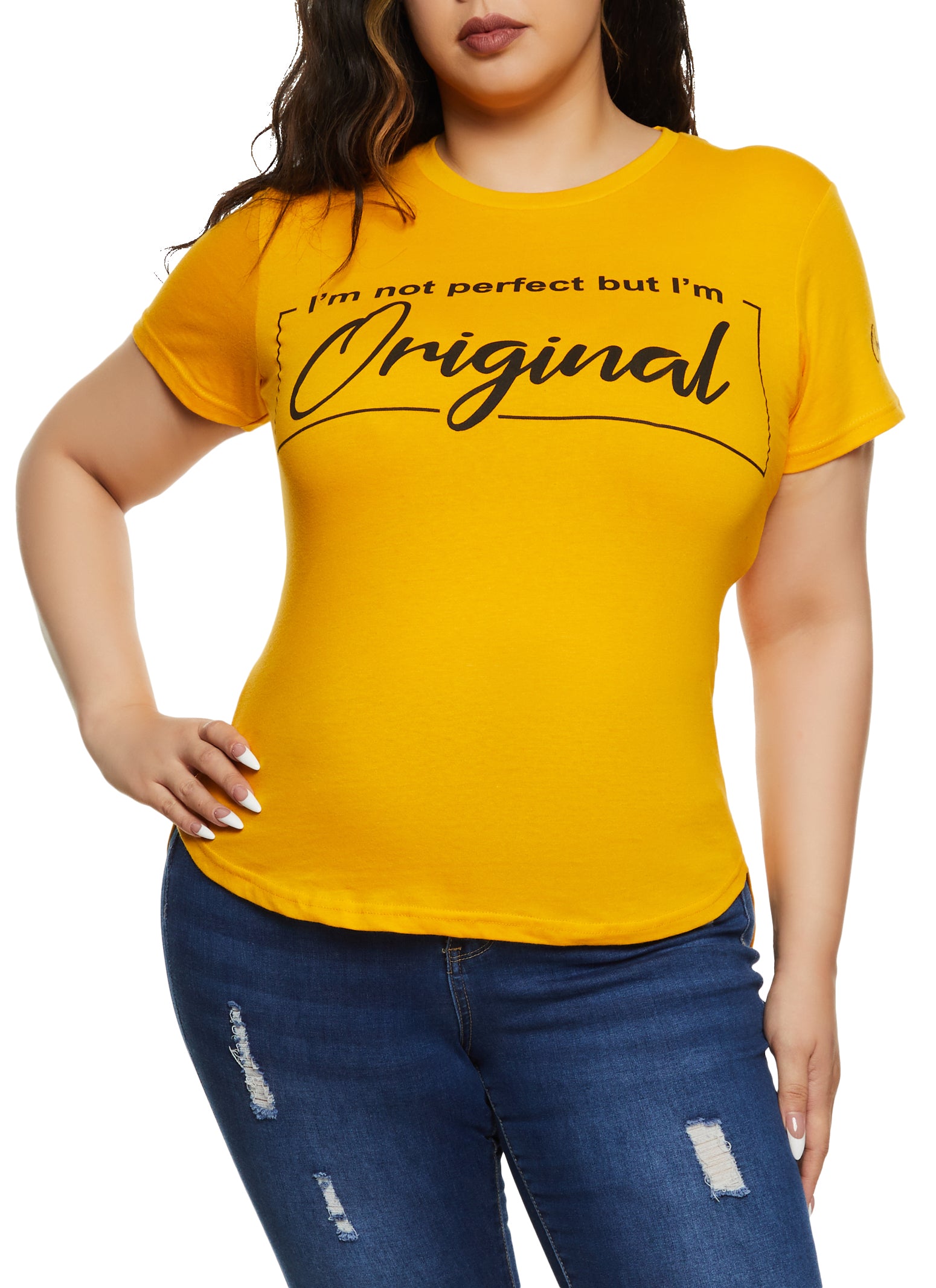 Womens Plus Size Not Perfect But Im Original Graphic Tee, Yellow, Size 2X