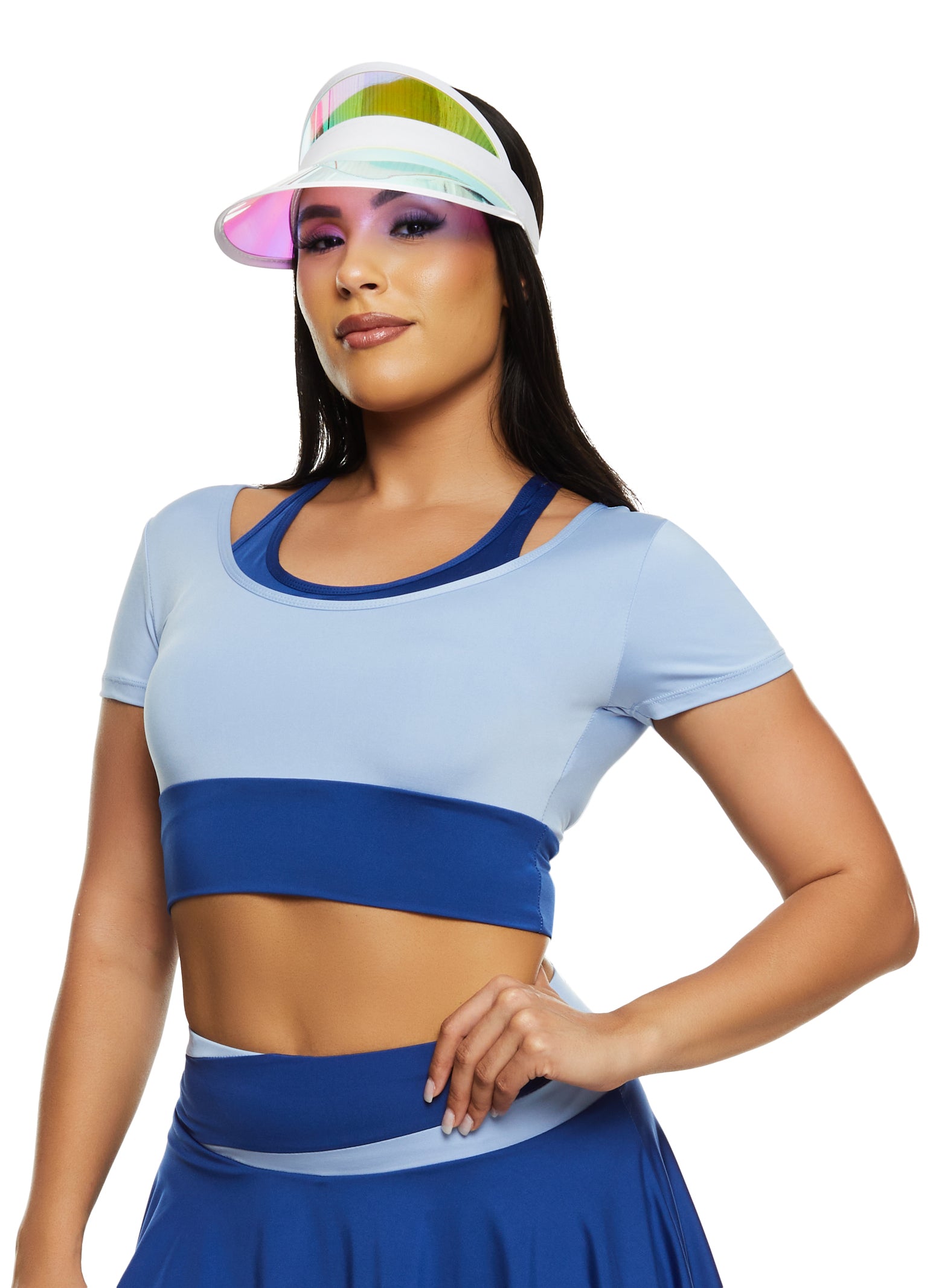 Womens Color Block Active Crop Top,