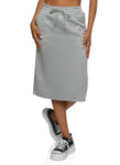 Womens Drawstring Back Slit Midi Skirt, ,