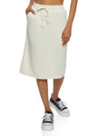 Womens Drawstring Back Slit Midi Skirt, ,