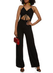 Womens Ruched Cut Out Wide Leg Jumpsuit, ,