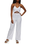 Ruched Cutout Sleeveless Halter Knit Jumpsuit