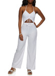 Halter Knit Cutout Ruched Sleeveless Jumpsuit