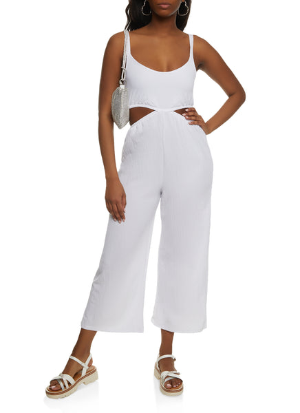 Cutout Scoop Neck Knit Sleeveless Jumpsuit