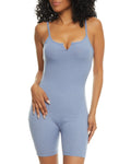 Womens Ribbed Notch Neck Cami Romper, ,