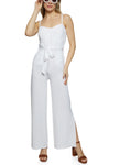 Sleeveless Smocked Sweetheart Corset Tie Waist Waistline Belted Jumpsuit