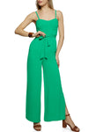 Corset Tie Waist Waistline Sleeveless Smocked Sweetheart Belted Jumpsuit