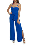 Sleeveless Smocked Sweetheart Belted Corset Tie Waist Waistline Jumpsuit