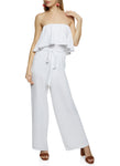 Strapless Belted Sleeveless Tie Waist Waistline Jumpsuit With Ruffles