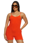 Womens Gauze Knit Side Pocket Sleeveless Romper, ,