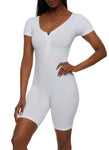 Womens Ribbed Knit Half Zip Romper, ,