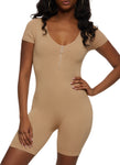 Womens Ribbed Knit Half Zip Romper, ,