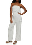 Strapless Smocked Pocketed Knit Sleeveless Jumpsuit