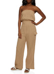 Strapless Smocked Pocketed Sleeveless Knit Jumpsuit