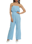 Strapless Pocketed Knit Sleeveless Smocked Jumpsuit