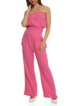 Strapless Pocketed Smocked Knit Sleeveless Jumpsuit