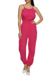 Smocked Square Neck Knit Sleeveless Spaghetti Strap Elasticized Waistline Jumpsuit