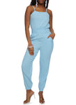 Womens Smocked Waist Cami Jumpsuit, ,