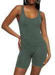 Womens Seamless Rib Knit Scoop Neck Romper, ,