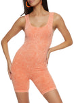 Womens Seamless Rib Knit Scoop Neck Romper, ,