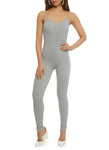 Womens Solid Ribbed Cami Catsuit, ,