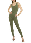 Womens Seamless Ribbed Scoop Neck Catsuit, ,