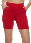 Womens High Waist Pocket Biker Shorts, ,