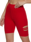 Womens Solid Laser Cut Biker Shorts, ,