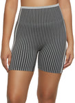 Womens Stripe Seamless Biker Shorts, ,