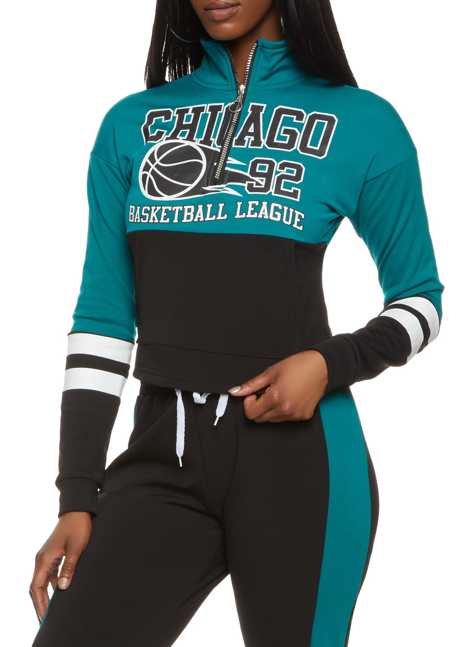 Womens Chicago 92 Graphic Half Zip Sweatshirt,