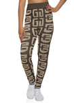 Womens Seamless Geometric Print High Waist Leggings, ,