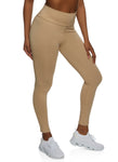 Womens Solid Wide Waist Leggings, ,