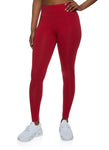 Womens Solid Wide Waist Leggings, ,