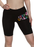 Womens Keep Smiling Graphic Biker Shorts, ,