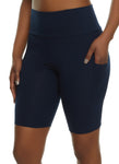 Womens High Waisted Side Pocket Biker Shorts, ,