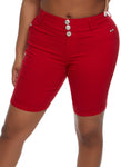 Womens Button Detail Denim Bermuda Shorts, ,
