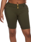 Womens High Rise Denim Bermuda Shorts, ,