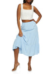 Womens Airy Tiered Midi Skirt, ,