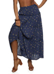 Womens Floral Tiered Maxi Skirt, ,