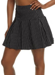 Womens Pinstripe High Waist Pleated Skirt, ,