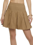 Womens Crepe Knit Pleated Mini Skirt, ,