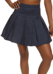 Womens Crepe Knit Pleated Mini Skirt, ,