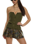 Womens Camo Pleated Mini Skirt, ,