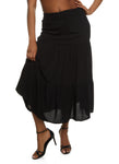Womens Smocked Waist Tiered Maxi Skirt, ,
